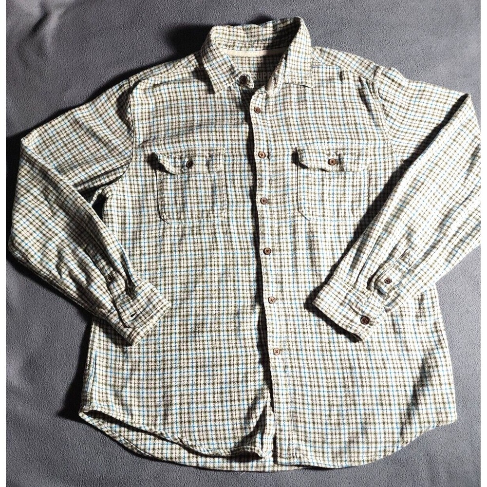 Mossimo Supply Co Shirt Men Large Brown Plaid Long Sleeve Collar Button Down